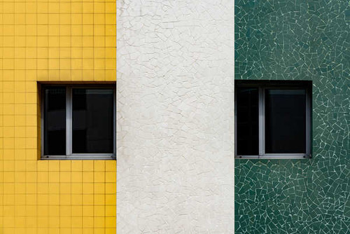 Jual Poster Building Colors Green Tiles Wall White Window Yellow Man Made Wall APC