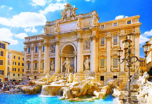 Jual Poster Building Fountain Italy Rome Statue Trevi Monuments Trevi Fountain APC