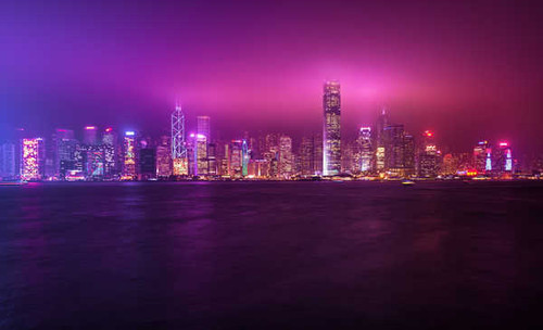 Jual Poster China Hong Kong Megapolis Night Skyline Cities Hong Kong APC