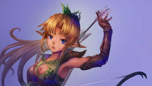 Poster Archer Blonde Bow Elf Anime Original APC