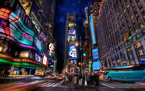 Jual Poster City Colorful Colors Light New York Night Times Square Man Made Times Square 46315 APC