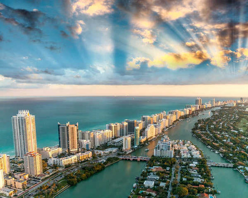 Jual Poster Cityscape Cloud Coastline Florida Horizon Miami Ocean Sea Sky Sunbeam Cities Miami APC