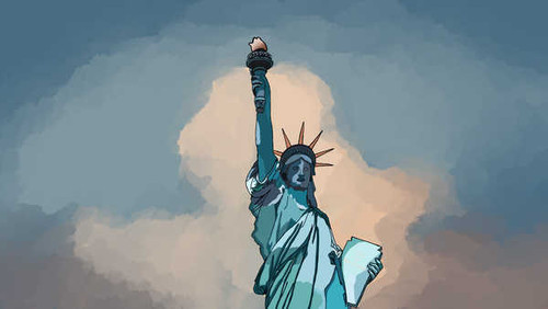 Jual Poster Cloud Painting Statue of Liberty Man Made Statue of Liberty4 APC31