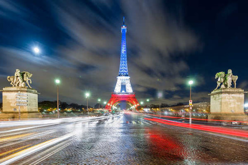 Jual Poster Eiffel Tower French Flag Light Night Paris Statue Time Lapse Monuments Eiffel Tower APC