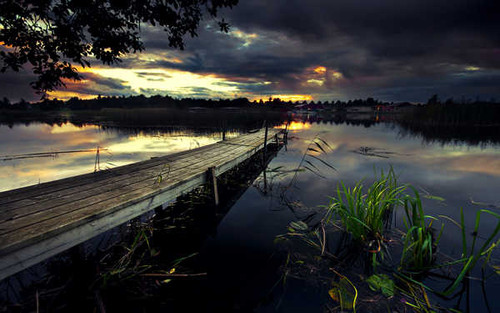 Jual Poster Evening Lake Light Night Place Sky Man Made Pier APC