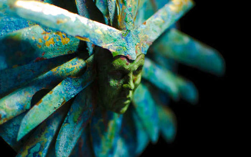 Jual Poster Face Green Mask Rust Man Made Sculpture APC Jual Poster Face Green Mask Rust Man Made Sculpture APC