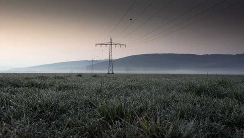Jual Poster Fog Grass Morning Power Line Man Made Power Line APC