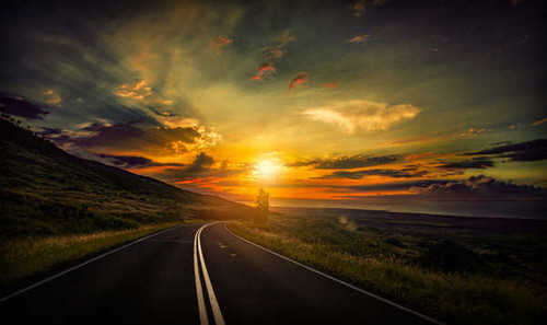 Jual Poster Horizon Road Sky Sun Sunset Man Made Road APC