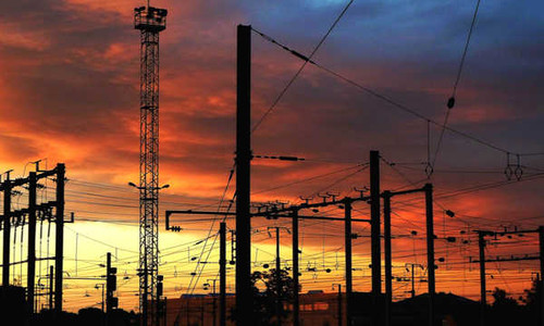 Jual Poster Industrial Power Grid Power Line Sunset Twilight Man Made Power Line APC