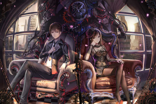 Poster Black Dress Boy Gear Girl Anime Original APC Poster Black Dress Boy Gear Girl Anime Original APC