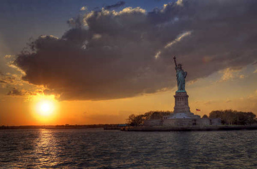 Jual Poster Statue of Liberty Sun Sunrise USA Man Made Statue of Liberty APC