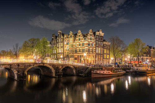 Jual Poster Bridges Amsterdam Netherlands Riverboat Houses 1Z