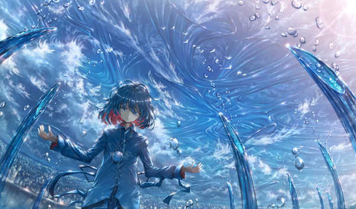 Poster Blue Hair Boy Magic Medallion Water Anime Original APC