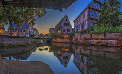 Jual Poster France Houses Rivers Bridges Evening Weissenburg 1Z