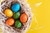 Jual Poster Easter Colored background Nest Eggs Multicolor 1Z