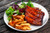 Jual Poster Meat products French fries Vegetables Plate 1Z 001