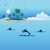 Jual Poster Island Sea Dolphins Vector Graphics Palms 1Z