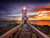 Jual Poster Lighthouse Sky Sunset Wood Buildings Lighthouse APC