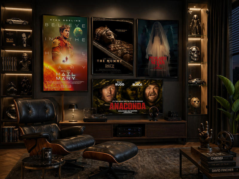 Poster film elegan di home theater