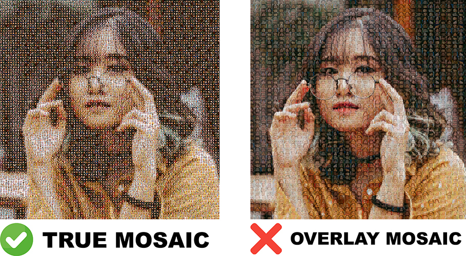 True mosaic VS Overlay Mosaic