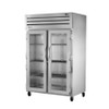 True Manufacturing STG2R-2G-HC Spec Series 2 Section Refrigerator with Full Height Glass Doors - Aluminum Sides & Interior