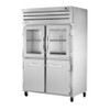 True Manufacturing STA2R-2HG/2HS-HC Spec Series 2 Section Refrigerator with Half Glass Half Solid Doors - Aluminum Interior