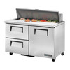 True Manufacturing TSSU-48-12D-2-HC Refrigerated Sandwich / Food Prep Table  w/ 2 Drawers and 12 Pans - 48"