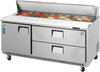 Everest EPBNR3-D2 1 Door and 2 Drawers Sandwich Prep Table - 22.78 cu. ft.