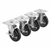 Krowne 28-111S Universal Plate Casters 3 1/2" x 3 1/2" - Swivel W/Lock - 5" Diameter