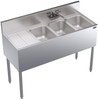 Krowne KR19-43R Three Compartment Underbar Sink with Left Drainboard - 48"