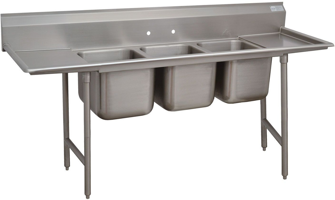 Advance Tabco T9-83-60-18RL-X 3 Compartment Dish Sink - L&R Drainbd