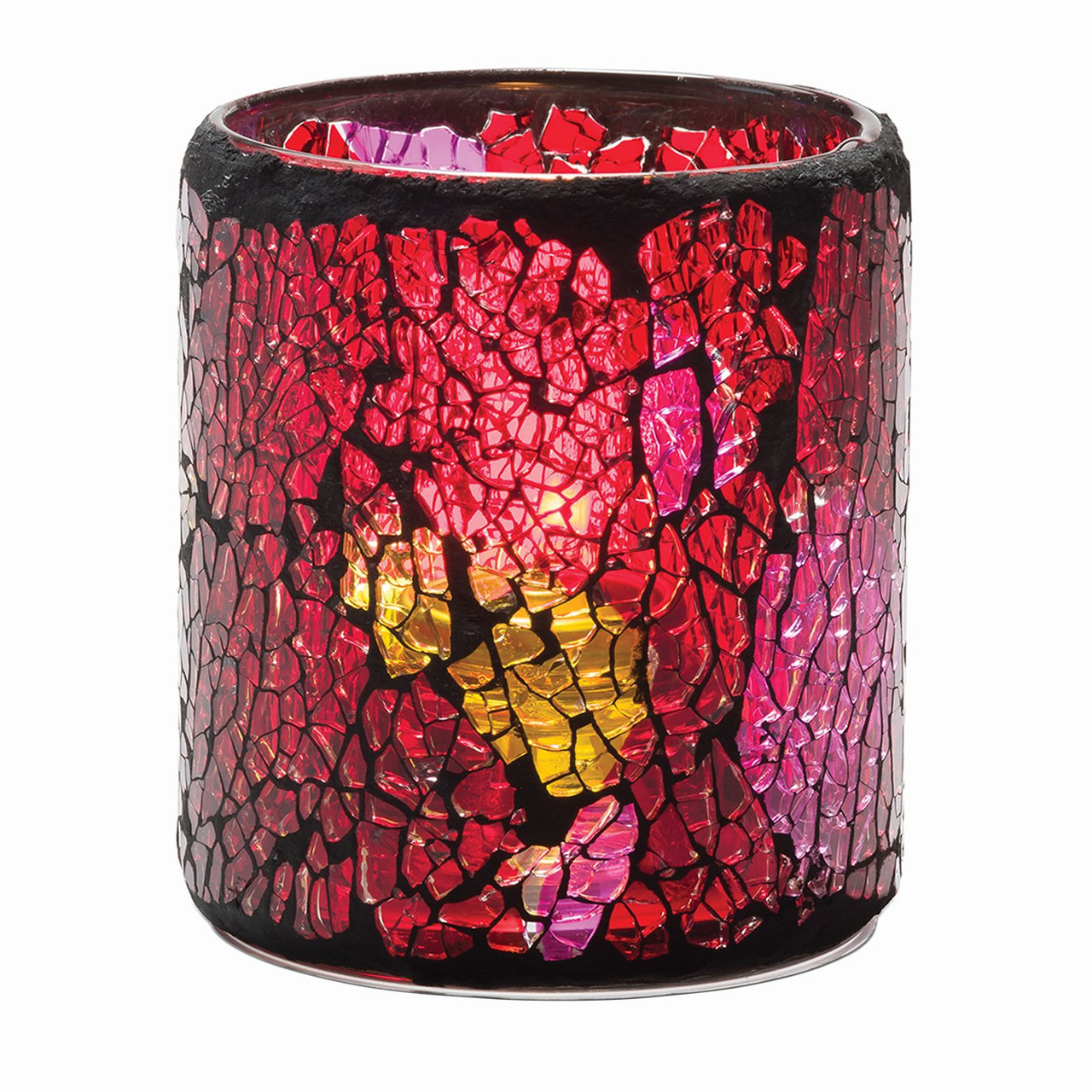 Hollowick 6301RG Votive Candle Holder - Red & Gold Crackle Glass