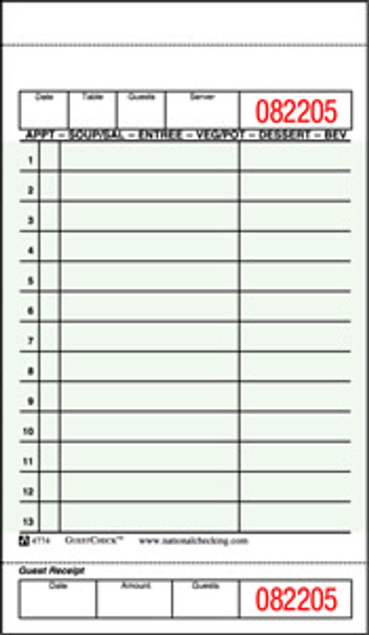 National Checking G4774SP Guest Check Book - 1 Part - 4.2" x 7.25"