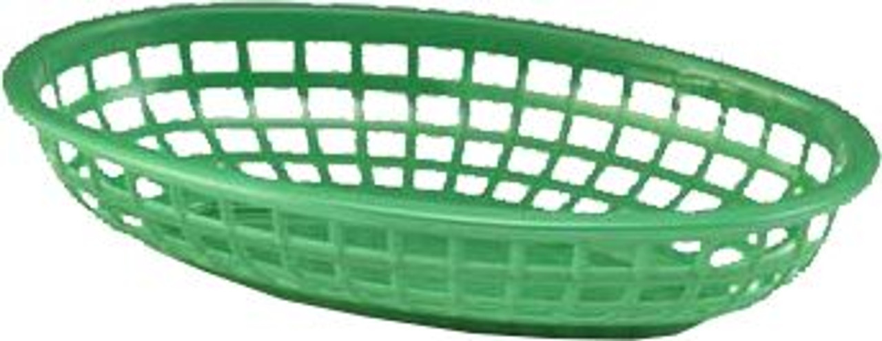 TableCraft 1074G Green 9 3/8" Classic Oval Basket