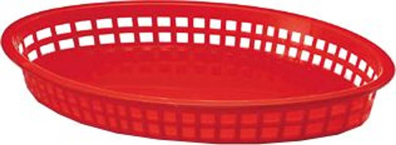 TableCraft 1086R Red 12 3/4" x 9 1/2" x 1 1/2" Texas Platter Basket