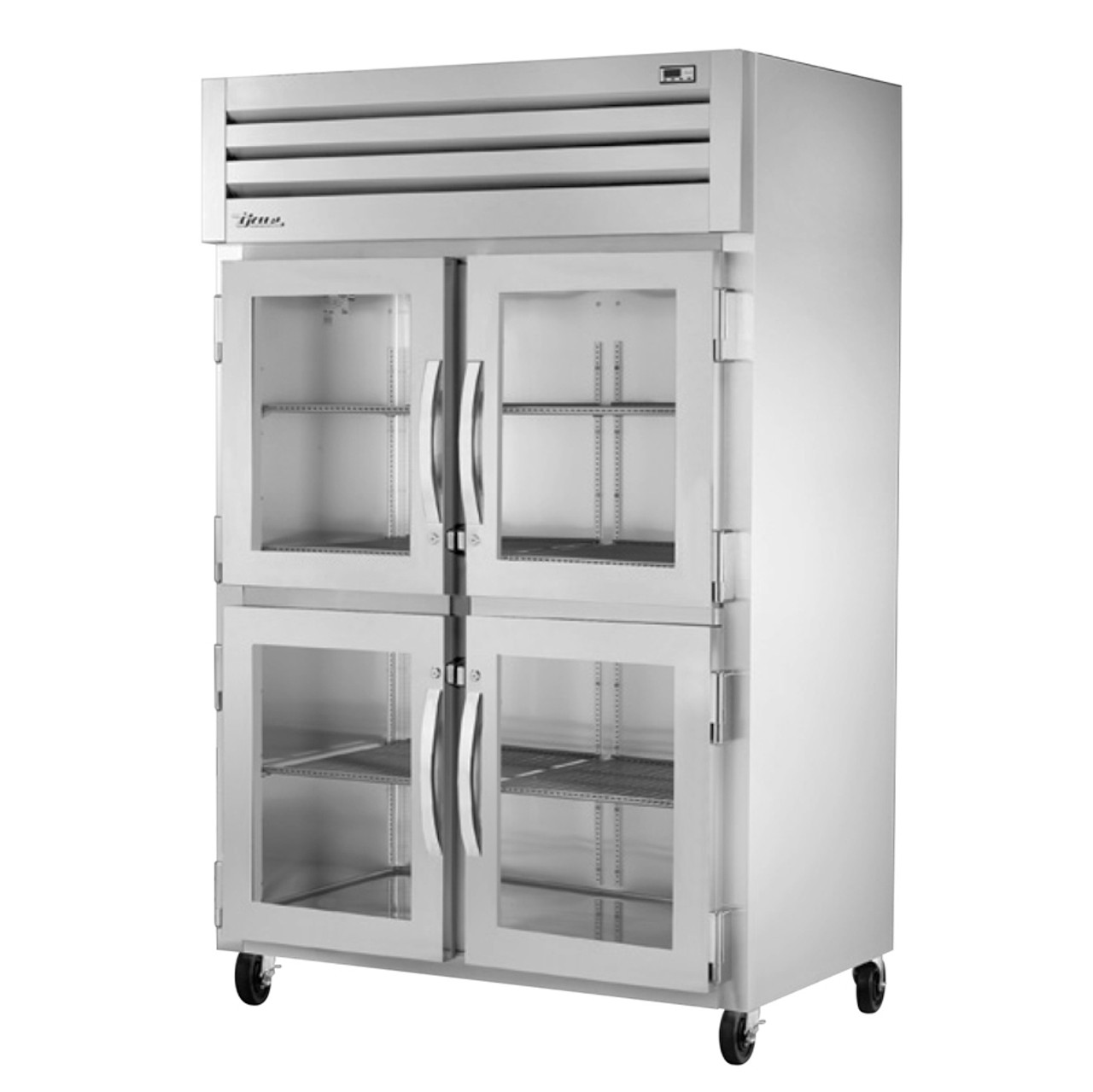 True Manufacturing STA2R-4HG-HC Spec Series 2 Section Refrigerator with Half Height Glass Doors - Aluminum Interior