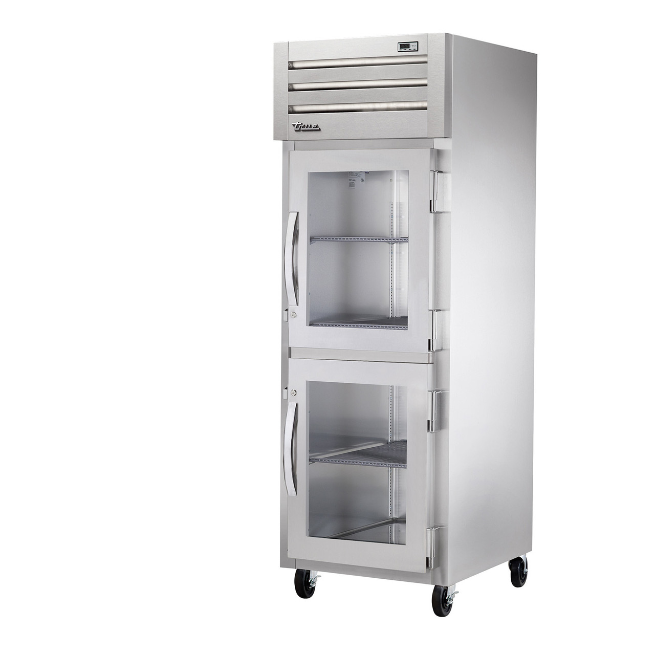 True Manufacturing STR1H-2HG Spec Series 1 Section Heated Reach In Cabinet with Half Height Glass Doors - All Stainless