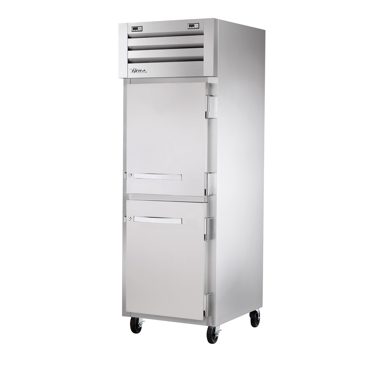 True Manufacturing STA1DT-2HS-HC Spec Series 1 Section Refrigerator / Freezer with Half Height Solid Doors - Stainless Exterior