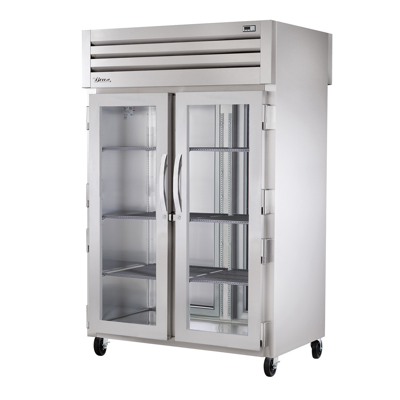 True Manufacturing STA2HPT-2G-2S Spec Series 2 Section Heated Pass Thru Cabinet with Glass Front and Solid Rear Doors - Aluminum Inte True Manufacturing STA2HPT-2G-2S Spec Series 2 Section Heated Pass Thru Cabinet with Glass Front and Solid Rear Doors - Aluminum Inte