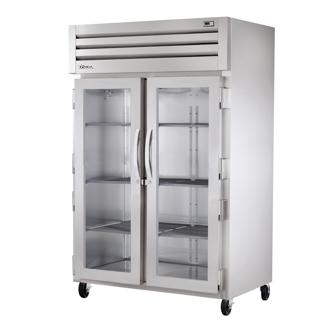 True Manufacturing STR2H-2G Spec Series 2 Section Heated Reach In Cabinet with Glass Doors - All Stainless