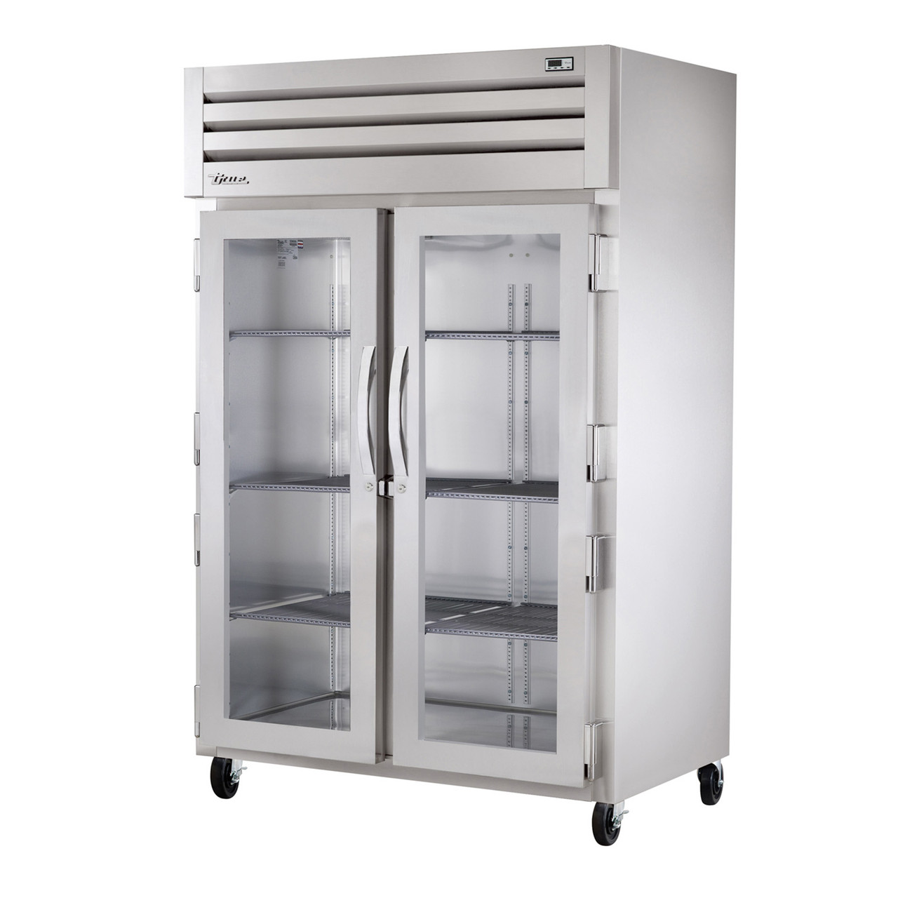 True Manufacturing STG2H-2G Spec Series 2 Section Heated Reach In Cabinet with Glass Doors - Aluminum Sides & Interior True Manufacturing STG2H-2G Spec Series 2 Section Heated Reach In Cabinet with Glass Doors - Aluminum Sides & Interior