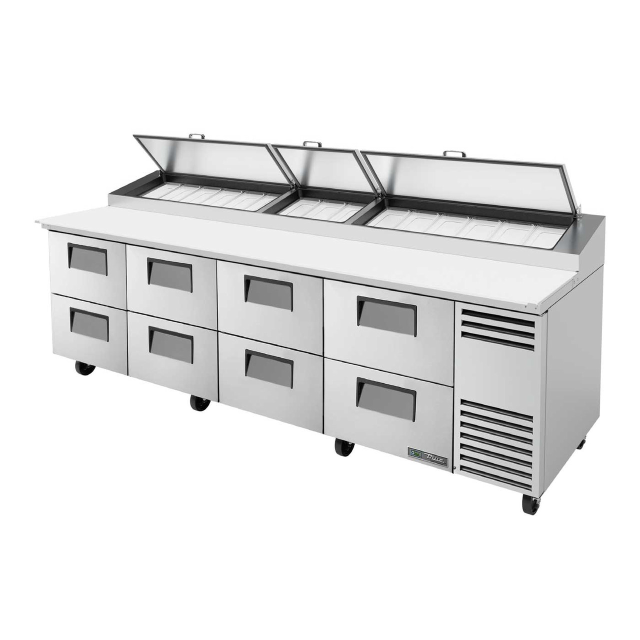 True Manufacturing TPP-AT-119D-8-HC 119" Pizza Prep Table - 8 Drawer