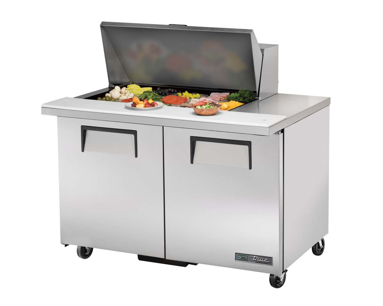 True Manufacturing TSSU-48-15M-B-HC 48" Mega Top Sandwich Prep Table - 15 Pan