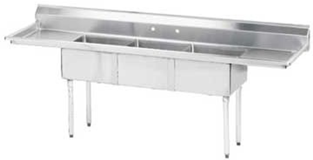 Advance Tabco FE-3-1416-12RL-X 66" 3 Compartment Sink - 12"  R&L Drainbd