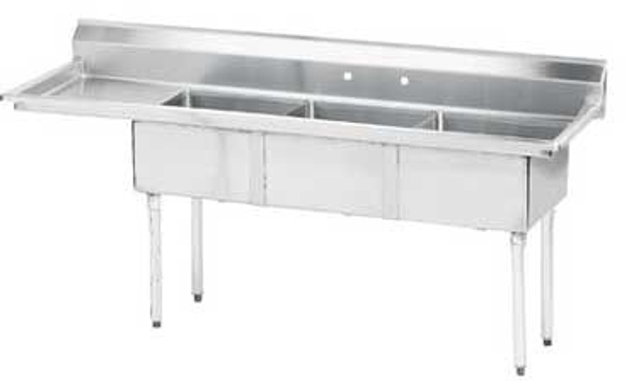 Advance Tabco FE-3-2424-24L-X 98.5" 3 Compartment Sink - 24" L Drainbd