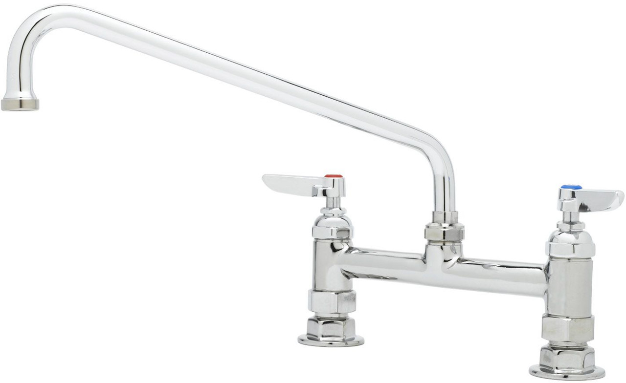 T&S Brass B-0221 Swivel Base Double Pantry Faucet - Deck Mount with 12" Swing Nozzle