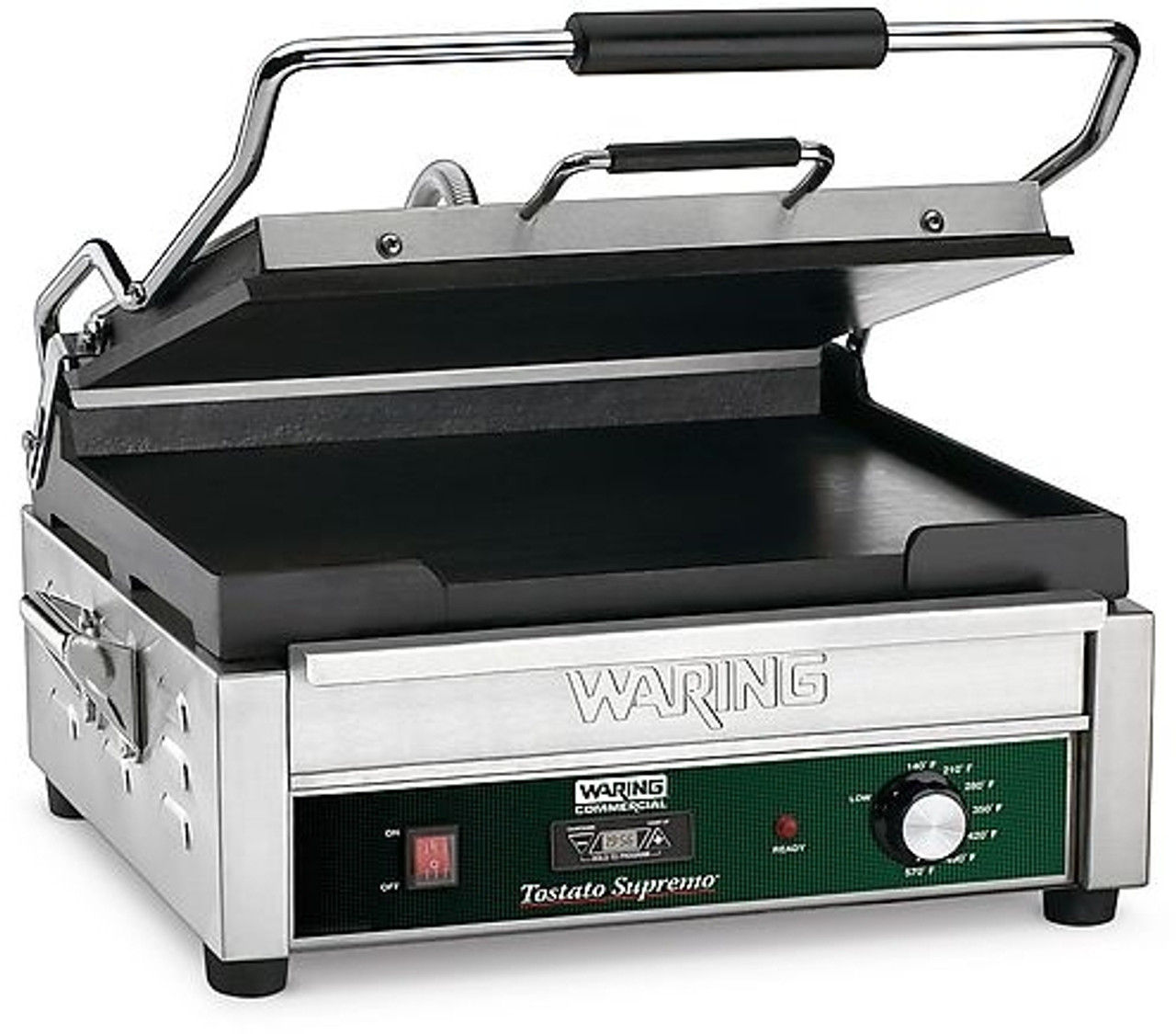 Waring WFG250T Tostato Supremo Panini Grill - Medium Flat Surface w/ Timer - 14 1/2" x 11" Waring WFG250T Tostato Supremo Panini Grill - Medium Flat Surface w/ Timer - 14 1/2" x 11"