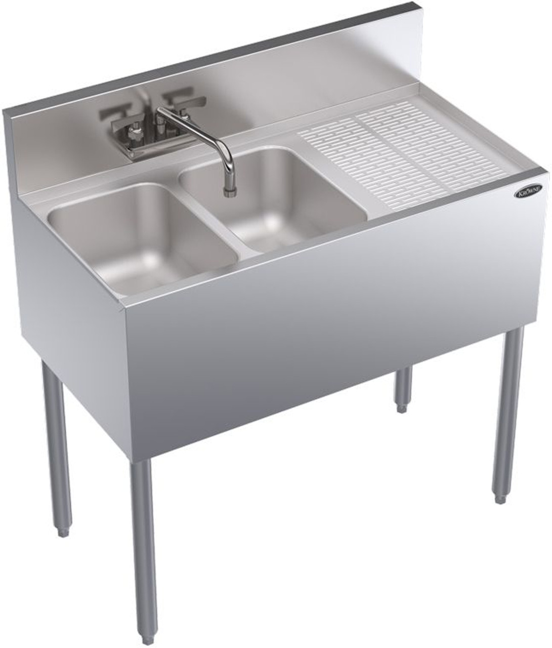 Krowne KR19-32L Two Compartment Underbar Sink with Left Drainboard - 36"