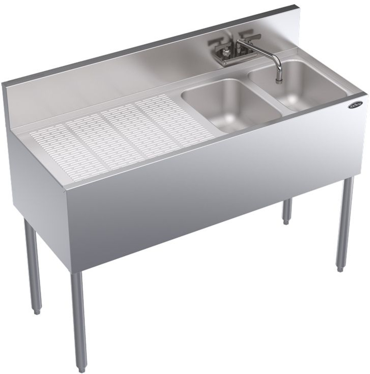 Krowne KR19-42R Two Compartment Underbar Sink with Left Drainboard - 48"