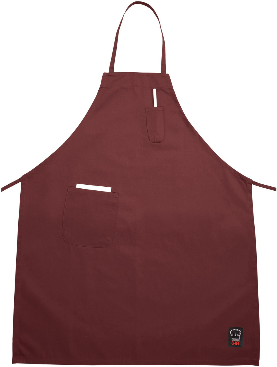 Winco BA-PBG Full-Length Bib Apron - Burgundy